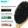 Combetter Brosse à cheveux poils de sanglier, pour femmes, hommes et enfants, lissage et massage des cheveux, améliore la bri