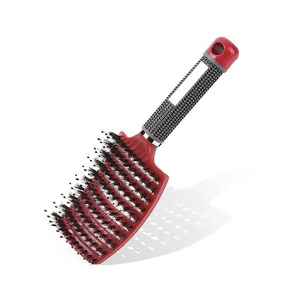 Cacilie Brosse à cheveux sans tirailler, brosse démêlante professionnelle avec poignée, poils de sanglier pour cheveux longs 