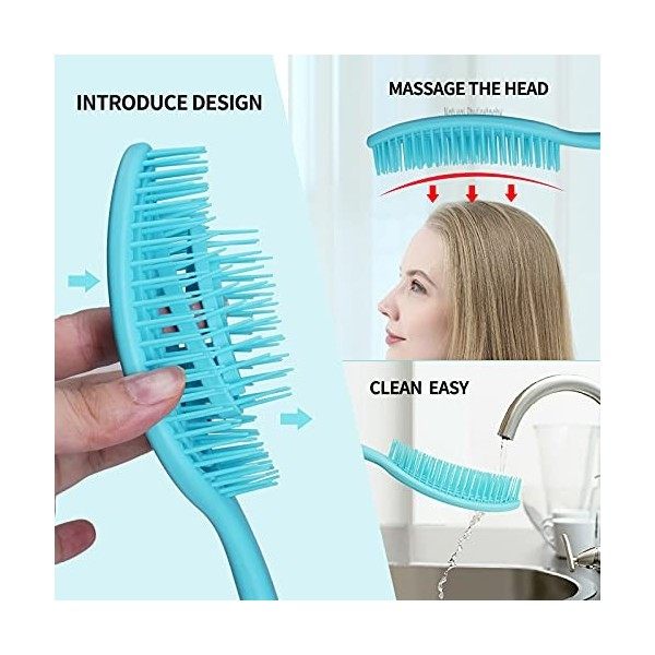 Vista Detangle Brosse Cheveux Massage du cuir chevelu Design pointu Brosse a Cheveux humide 100% matériau écologique Brosse D