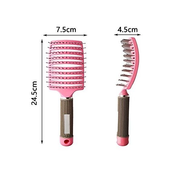 Suke Brosse à cheveux incurvée ventilée, brosse à cheveux en poils de sanglier, brosse à cheveux démêlante en nylon antistati