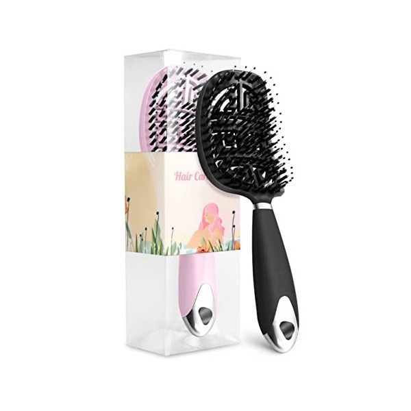 Sindax 2 Pièces Brosse à Cheveux Demelante Magique Tangle Antistatique Femme Teezer Brosses Ventilée Incurvée pour Ventiler e