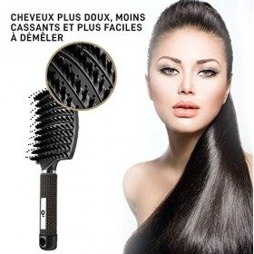 Brosse Poil de Sanglier, 1 Brosse à Cheveux en Poils de Sanglier, Brosse a cheveux demelante, 100% Naturelle – Pour démêler e
