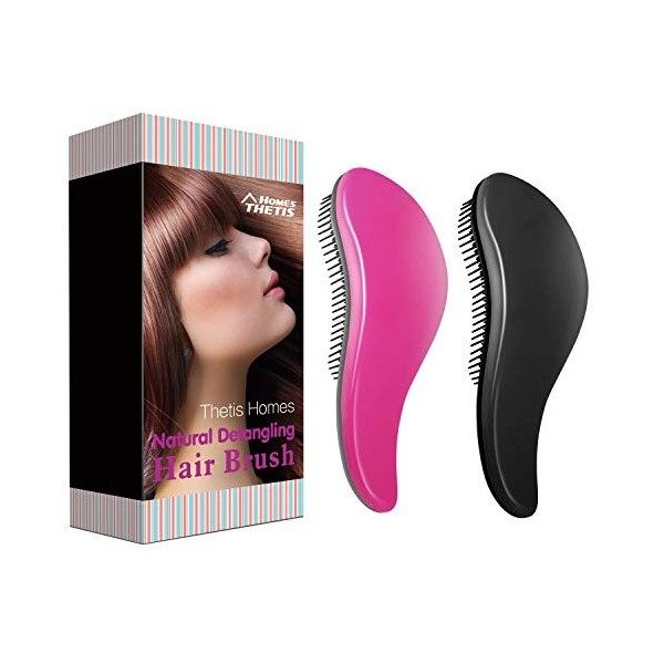 THETIS Brosse Cheveux Peignes Brosse à Cheveux Démêlante sans Déchirement pour Cheveux Longs Frisés Epais Femmes Filles Rose