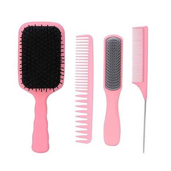 Lot de 4 Brosses à Cheveux, Ensemble de Peignes à Brosse à Cheveux, Brosse à Cheveux Ronde Démêlante, Peigne à Dents de Queue