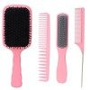 Lot de 4 Brosses à Cheveux, Ensemble de Peignes à Brosse à Cheveux, Brosse à Cheveux Ronde Démêlante, Peigne à Dents de Queue