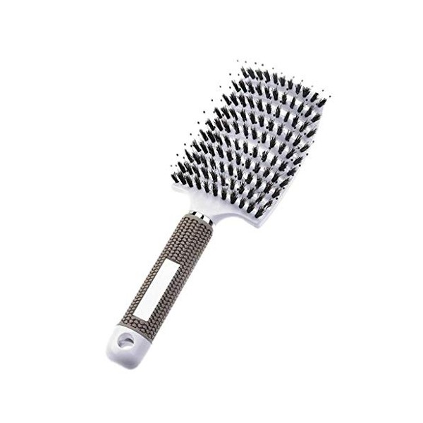 JINGFAN Brosse à Cheveux en Poils de Sanglier pour Epais et Démêlante Crépus Cheveux Bouclés, Brosse pour Séchage Plus Rapide