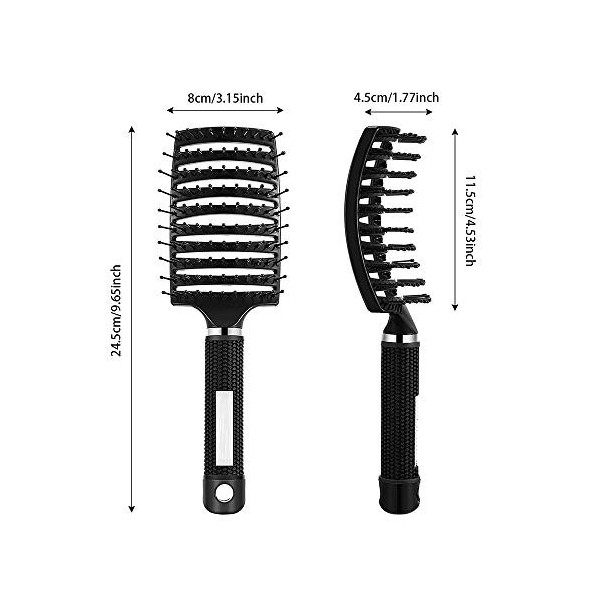 Démêler Brosse Sanglier Poils Brosse à cheveux Pour Enfants Adultes Cheveux  Mouillés Ou Secs, Brosse Démêlante Ventilée Courbée Lisse