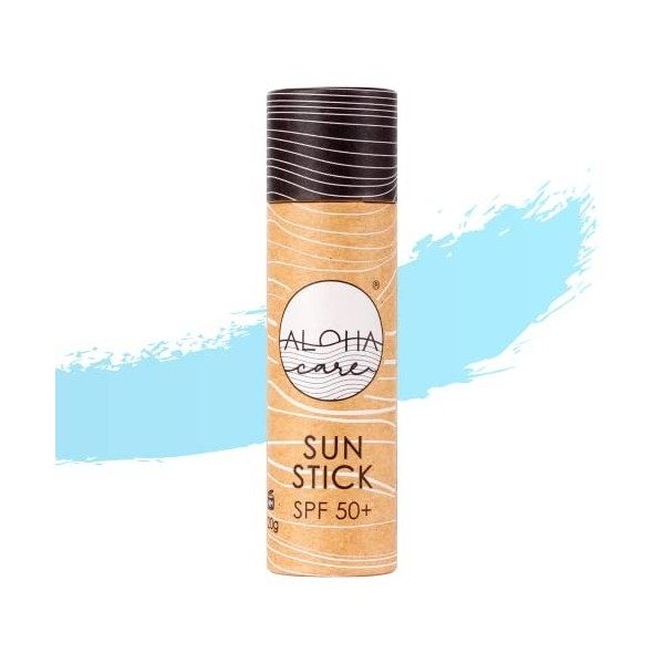 Aloha Sun Stick SPF 50+ | Stick solaire minérale pour le surf | crème naturelle et vegan | emballage sans plastique 20g Bleu