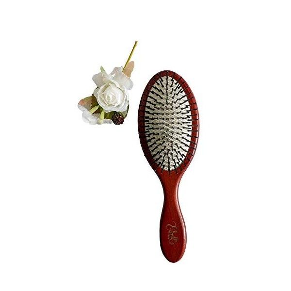 Brosse démêlante en bois et picots plastique - Brosse à Cheveux Pneumatique en Bois de Hêtre convient à tous types de cheveux