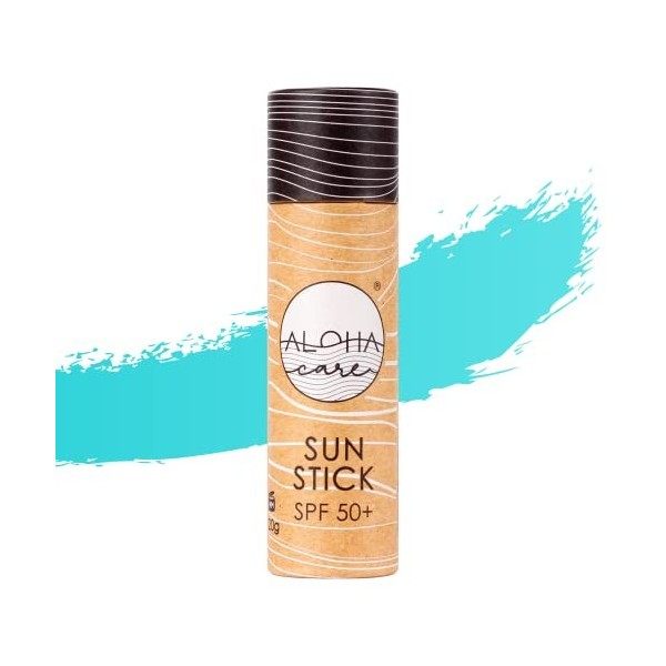 Aloha Sun Stick SPF 50+ | Stick solaire minérale pour le surf | crème naturelle et vegan | emballage sans plastique 20g Bleu