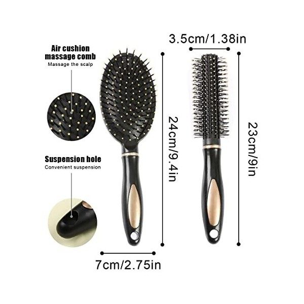 CUHZA Brosse à Cheveux, 2 Pièces Brosse à Cheveux Démêlante, Brosse de Massage Démêlante, Brosse Cheveux Anti Casse pour Femm