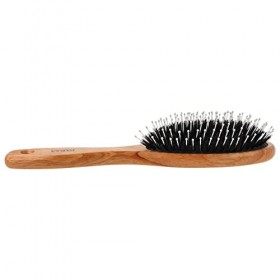 PARSA Beauty Brosse à cheveux grande ovale avec soies mixtes en bois d’hévéa naturel et poils de sanglier pour une brillance 