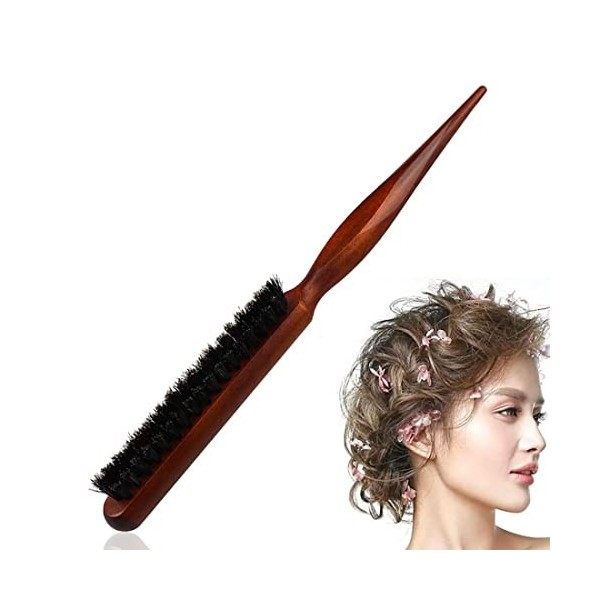 AONAT Brosse à Poil de Sanglier,Brosse à Cheveux de poils de Sanglier Naturel,peigne de salon professionnel,brosse à poils na