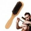 Brosse À Cheveux en Poils De Sanglier Brosse À Barbe pour Homme Poils Naturels Doux Peigne en Bois Riche en Élasticité Brosse