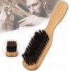 Brosse À Cheveux en Poils De Sanglier Brosse À Barbe pour Homme Poils Naturels Doux Peigne en Bois Riche en Élasticité Brosse