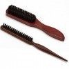 2 Ensemble de Brosse à cheveux en poils de sanglier - Brosse à cheveux grande et petite taille, Poils doux et naturels pour c