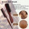 2 Ensemble de Brosse à cheveux en poils de sanglier - Brosse à cheveux grande et petite taille, Poils doux et naturels pour c