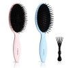 LORSEX Lot de 2 brosses à cheveux en poils de sanglier pour femmes, , avec poils doux naturels et en nylon pour ajouter de la