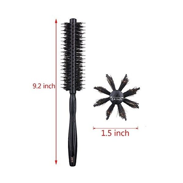 Brosse à cheveux ronde avec poils naturels de sanglier et de nylon, petite brosse à cheveux volumisante – diamètre de 2.5 cm