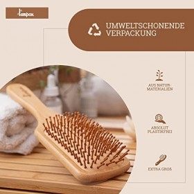 Bambou Brosse à Cheveux Bois avec Brosses Naturelles, Pins en Bambou, Brosse Démêlante, Démêlante, Antistatique, Anti-frisott