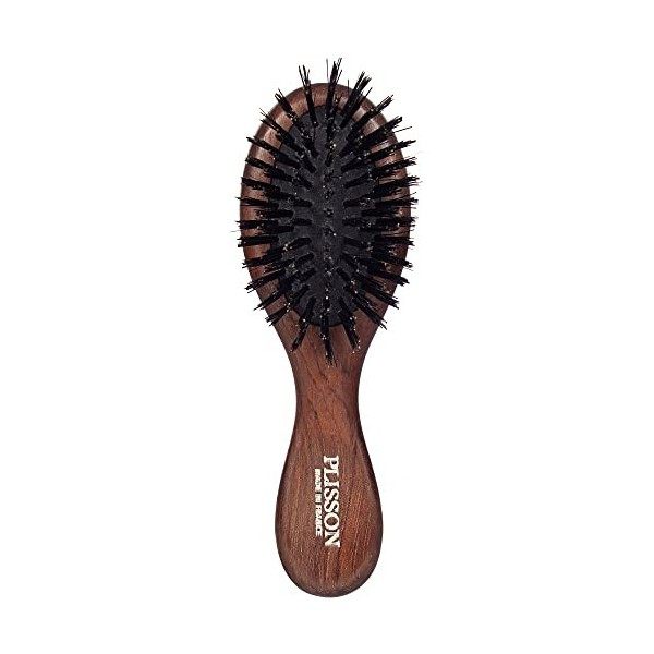 Plisson - Brosse à Cheveux Pneumatique de Sac pour Femmes et Hommes - Mini Brosse Traditionnelle, 13 cm - Bois Naturel, 100% 