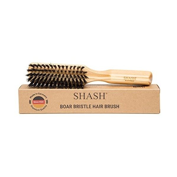 SHASH Depuis 1869 Fabriqué en Allemagne Tidy Craftman Brosse à Cheveux en 100% Poils de Sanglier | Conditionne Naturellement,