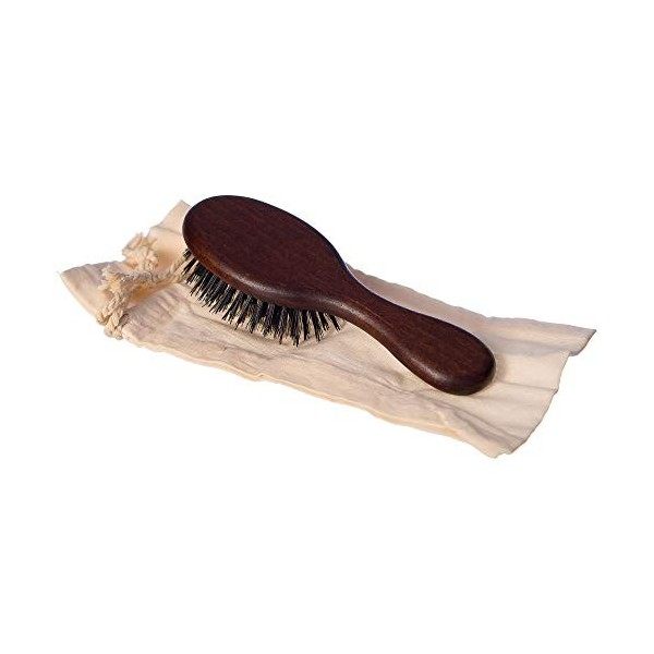 LArtisan Brossier - Brosse à Cheveux de Sac en Hêtre Massif - Petite Brosse Traditionnelle, 14 cm, 100% Naturelle, Pur Poils