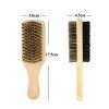 Brosse double à poils durs et doux, brosse à barbe et moustache pour homme, avec manche en bois naturel