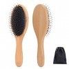 Brosse à Cheveux en Soies de Sanglier, Peigne en Bois, brosse à cheveux naturelle en bois de palette de bois de bambou, peign