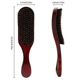 Brosse à cheveux 100 % marron - En poils de sanglier durs - Brosse à cheveux ondulée - Brosse à cheveux pour homme - Brosse à