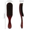 Brosse à cheveux 100 % marron - En poils de sanglier durs - Brosse à cheveux ondulée - Brosse à cheveux pour homme - Brosse à