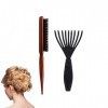 Brosse en Soie,Brosse à Poils Naturels,Peigne Poil Sanglier, avec Outils de Nettoyage Brosse à Cheveux Brosse à Poils de Sang