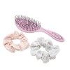 PONETTE Natural Lot de 2 brosses à cheveux de massage démêlant ECO Rose clair et blanc cassé, écologique, fibres naturelles, 