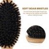 BLACK EGG Brosse à cheveux en poils de sanglier pour femmes, hommes et enfants, brosse à poils naturels doux pour cheveux fin