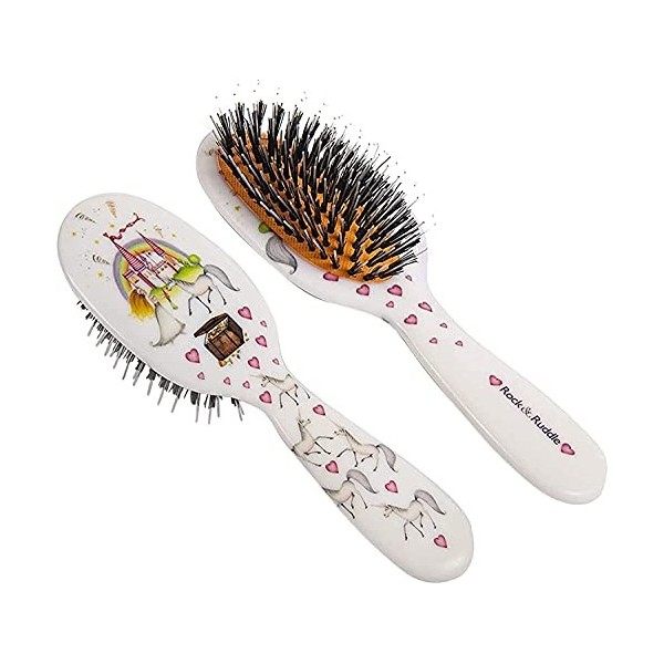 Rock & Ruddle Brosse à cheveux en poils naturels mixtes pour femmes et enfants Idéal pour démêler les cheveux secs ou mouillé