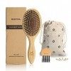 BESTOOL Brosse à cheveux en bambou avec poils naturels Brosse professionnelle en bambou pour démêler et démêler les cheveux 