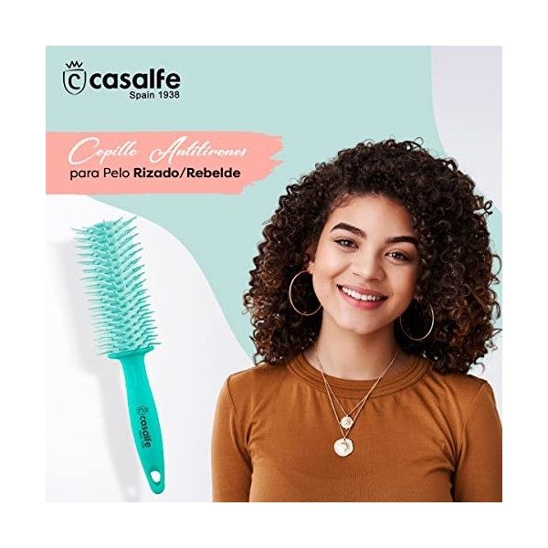 Brosse PRO Curly - Brosse anti-traction pour cheveux bouclés/rebelles - Brosse à cheveux avec pointes flexibles et nano textu