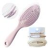 Brosse à cheveux anti-tirons, avec trousse de toilette, peigne démêlant professionnel avec ressort spiral, pour nœuds et nœud