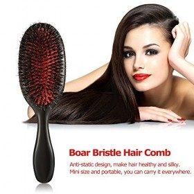 Baugger Peigne de Sanglier | Boar Bristle & Nylon Hair Brush Oval Anti-Statique Paddle Peigne Scalp Massage Soins des Cheveux