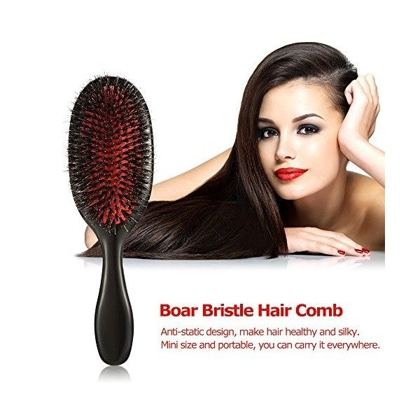 Baugger Peigne de Sanglier | Boar Bristle & Nylon Hair Brush Oval Anti-Statique Paddle Peigne Scalp Massage Soins des Cheveux