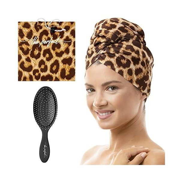 Serviette en microfibre ultra fine - Le soin parfait des cheveux - Turban anti-frisottis à séchage rapide avec brosse humide/