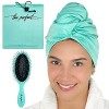 Serviette en microfibre ultra fine - Le soin parfait des cheveux - Turban anti-frisottis à séchage rapide avec brosse humide/