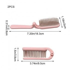 YUANHONGJIAN Lot de 2 brosses à cheveux pliantes anti-nœuds pour cheveux fins ou épais rose et bleu 