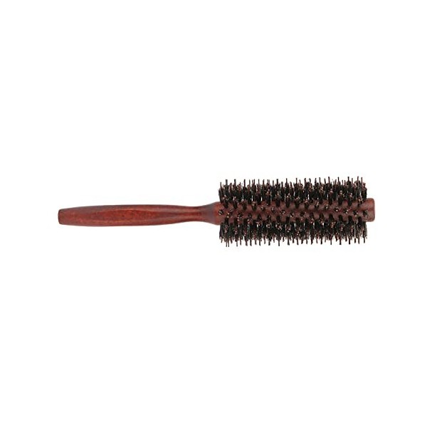 Brosse à cheveux ronde, manche en bois massif anti-corrosion poils naturels brosse démêlante pour salon de coiffure pour la m