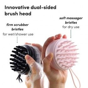 Fancii Brosse Massage Cuir Chevelu Silicone, Brosse à Shampooing pour Cheveux Sec & Humide, Brosse Cuir Chevelu pour lélimin