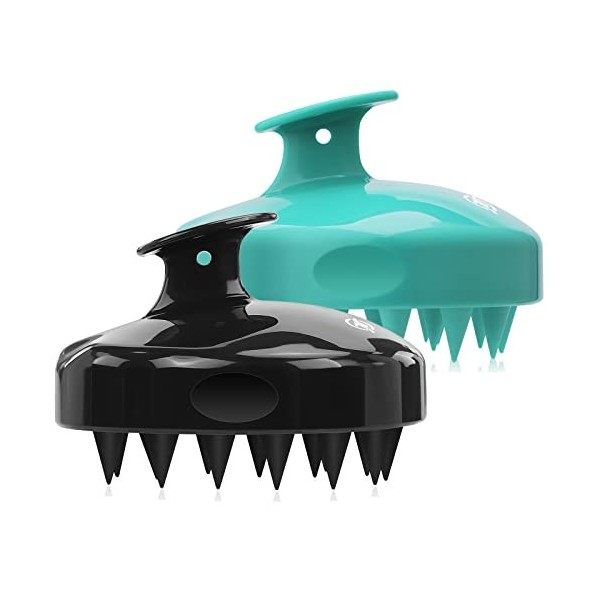 FREATECH Brosse Shampoing Massage Cuir Chevelu avec Poils en Silicone Souple pour Soin Cuir Chevelu, Détendez Tete et Élimine