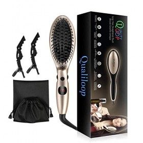 Qualiloop - Brosse Lissante Chauffante Electrique Ionique Haut de Gamme, Marque Française, Chauffage rapide type MCH, Céramiq