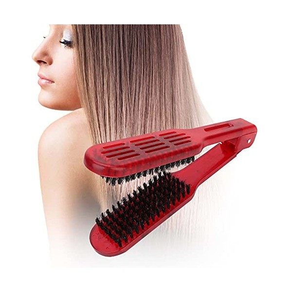 Brosse à lisser les cheveux, pince à sanglier brosse à cheveux double face antistatique outil de lissage des cheveux épais et