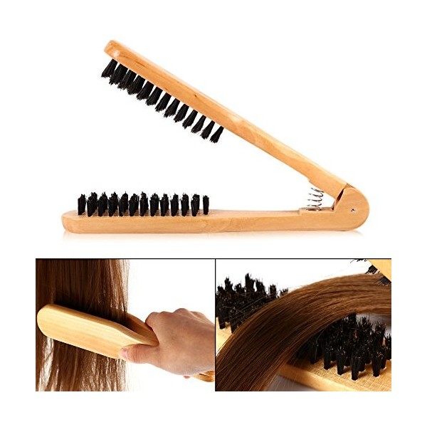 Brosse à Cheveux en Bois Brosse à Lisser les Cheveux Brosse à Cheveux Double Face Brosse à Cheveux Antistatique Sèche-Cheveux