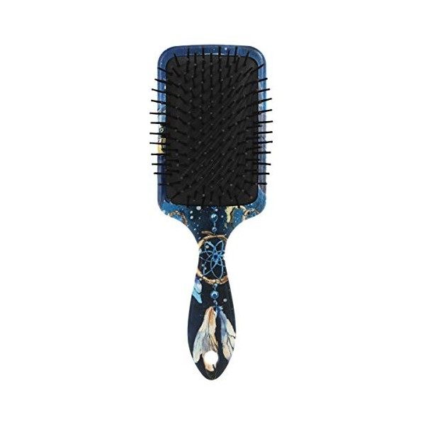 Brosse à cheveux attrape-rêves en plumes galaxie avec coussin dair pour cheveux longs bouclés endommagés pour femmes, femmes